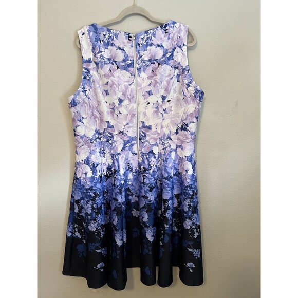 Gabby Skye Dress 18W Blue Purple White Scuba A Line Stretch Washable NEW - Picture 10 of 14
